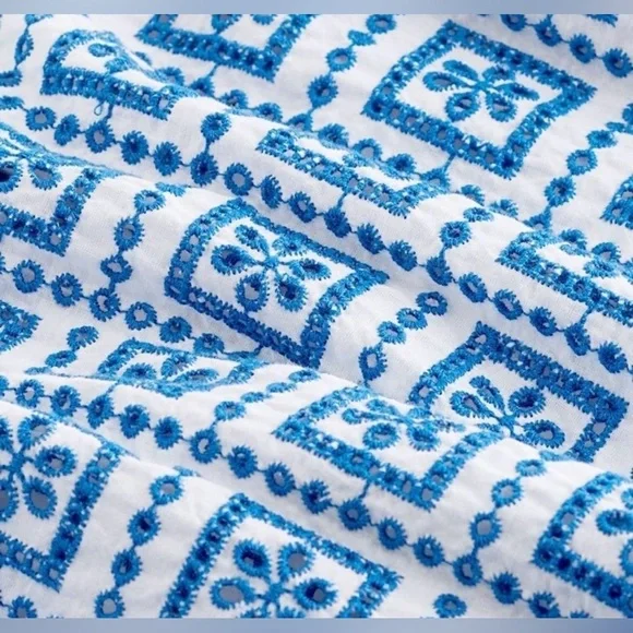 Next Embroidered Eyelet Blue White Ruffled Tank Top - Picture 6 of 12